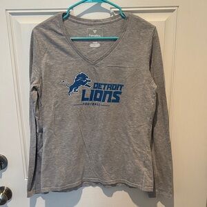 Fanatics Gray Detroit Lions V-Neck Long Sleeve Shirt
